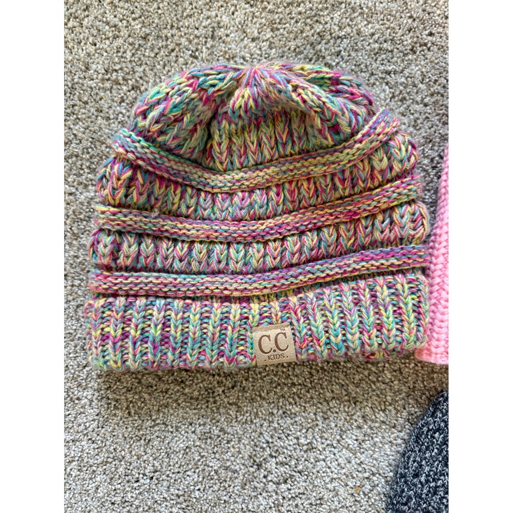 Kids beanie lot and Headband Bundle Colorful Pink Gray Winter Knit The place, CC - Picture 2 of 10